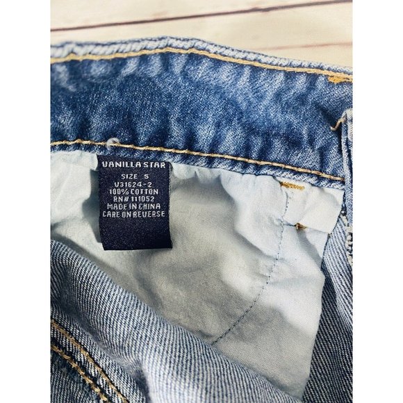 Vanilla Star Womens Jean Shorts Size 5 Raw Frayed Hem Distressed Festival Denim - Picture 9 of 9